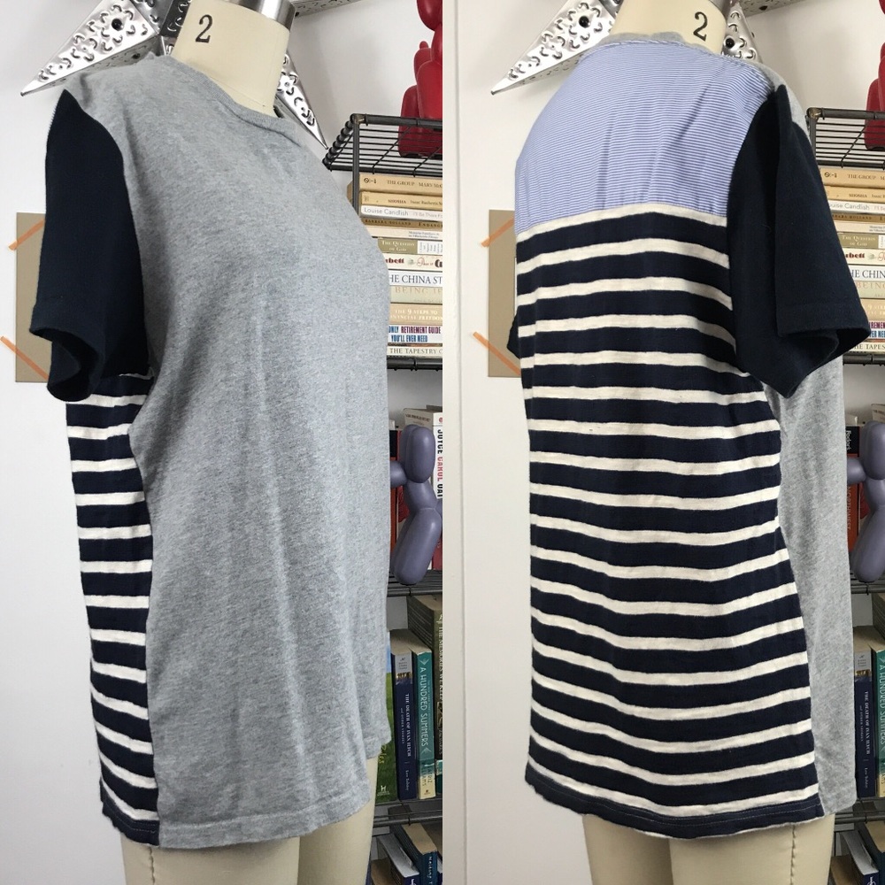 FCUK Mixed Stripe Textile Tee Pin Dot Striped